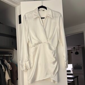 Zara White Satin Dress